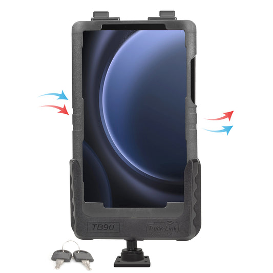 Truck-Link Tablet Heating/Cooling Locking Cradle Kit w/Case, 6" Metal Post, Wiring Harness